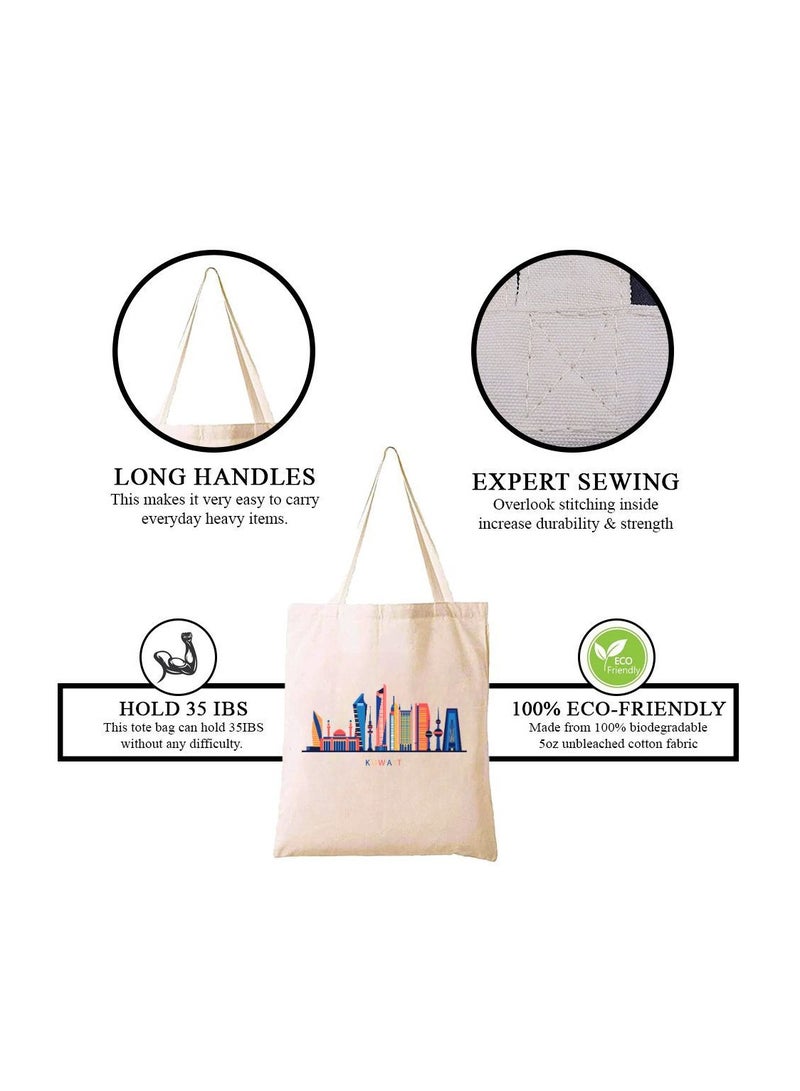 PRINTSHOP4ME Kuwait Cotton Bag For National Day-Eco-Friendly Canvas Cotton Tote Bag With Printed For Women-Reusable Bag,Party Gift Idea And Cotton Gift Bag-Perfect For National Day - Image 4