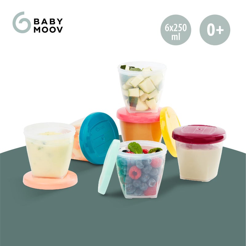 Babymoov Baby Food Jars, Set of 6 (8oz Each) Storage Containers, BPA-Free Leakproof Silicone Lids, Microwave, Freezer & Dishwasher Safe, Perfect Meals & Snacks, Baby Registry Essential - Image 3