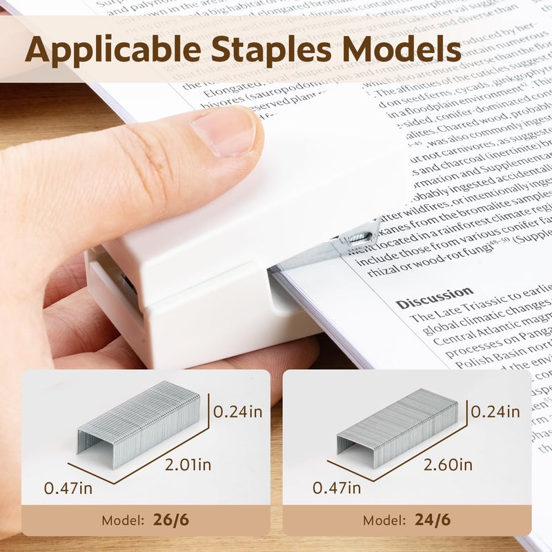NUSIGN Mini Stapler with 830 Staples, Small Cute Desk Staplers, 25 Sheet Capacity, White - Image 3