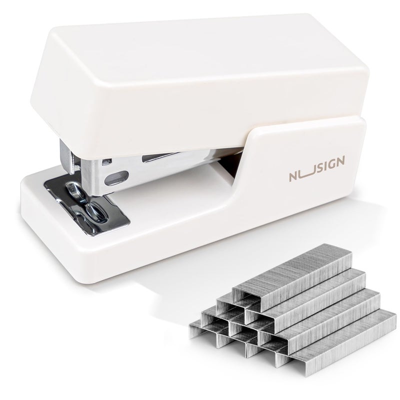 NUSIGN Mini Stapler with 830 Staples, Small Cute Desk Staplers, 25 Sheet Capacity, White - Image 1