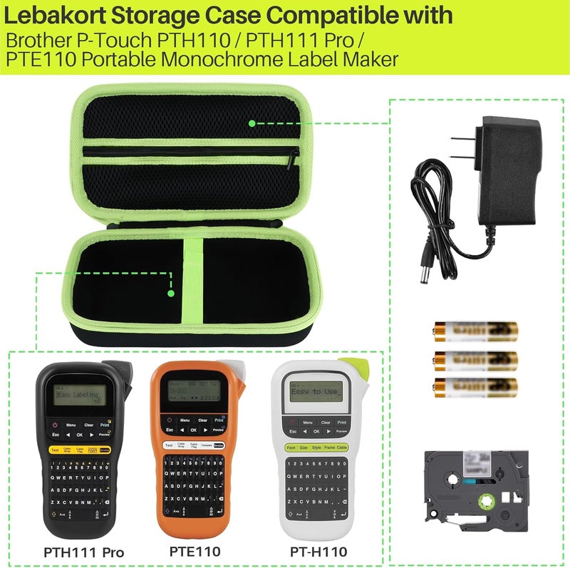 Lebakort Hard Protective Case for Brother P-Touch PTH110 Monochrome Labelling Device Black + Orange - Image 2