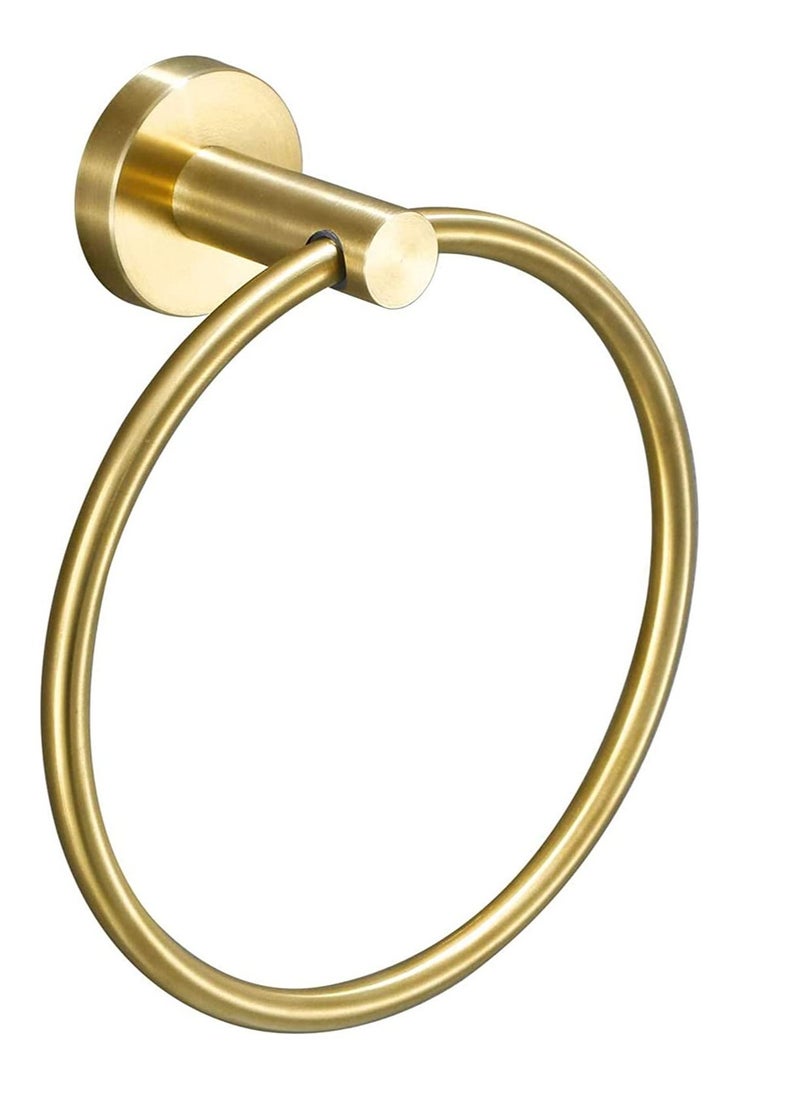 SYOSI Brushed Gold Towel Ring Hand Towel Holder for Bathroom Kitchen Durable SUS304 Stainless Steel Modern Style Bathroom Accessories Kit for Home  - Image 1
