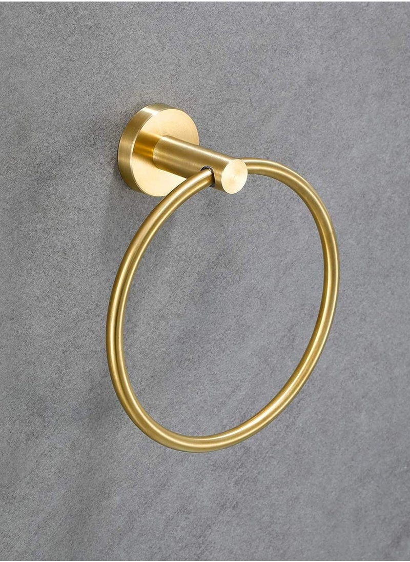 SYOSI Brushed Gold Towel Ring Hand Towel Holder for Bathroom Kitchen Durable SUS304 Stainless Steel Modern Style Bathroom Accessories Kit for Home  - Image 2