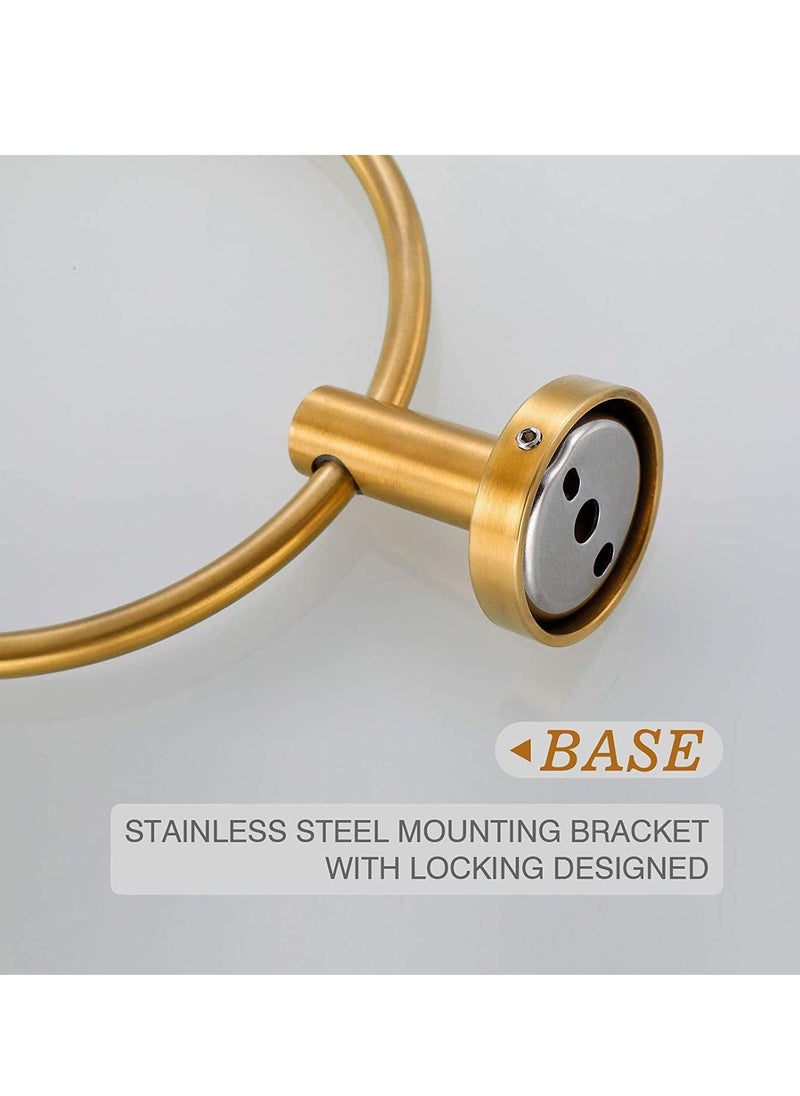 SYOSI Brushed Gold Towel Ring Hand Towel Holder for Bathroom Kitchen Durable SUS304 Stainless Steel Modern Style Bathroom Accessories Kit for Home  - Image 5