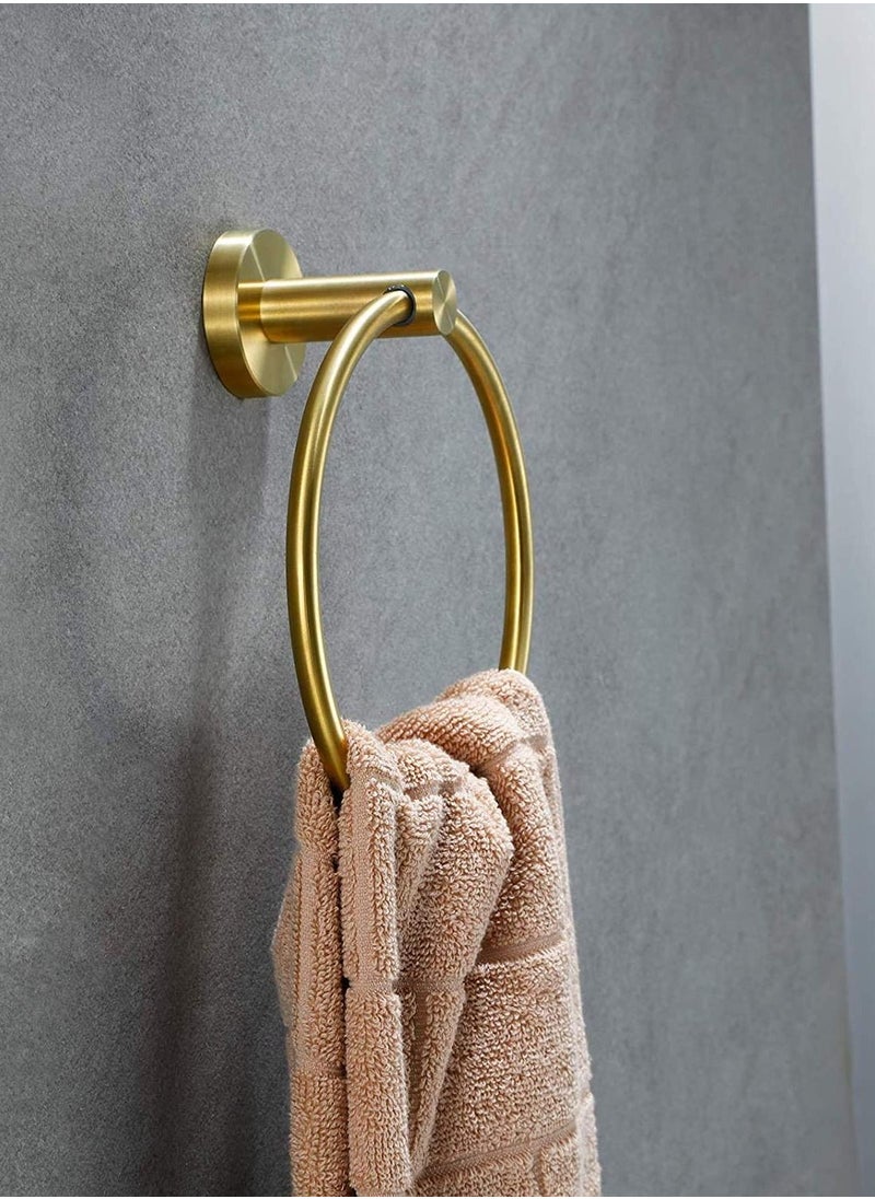 SYOSI Brushed Gold Towel Ring Hand Towel Holder for Bathroom Kitchen Durable SUS304 Stainless Steel Modern Style Bathroom Accessories Kit for Home  - Image 3