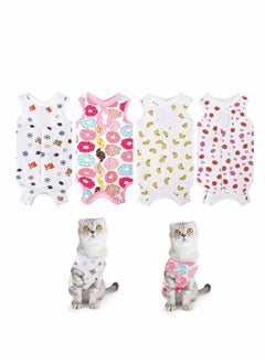 SYOSI 4 PCS Cat Recovery Suit Cat Surgery Recovery Suit Kittens Physiological Clothes Cotton Breathable Cat Clothes for Abdominal Wounds or Skin Diseases - M  - Image 1
