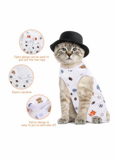 SYOSI 4 PCS Cat Recovery Suit Cat Surgery Recovery Suit Kittens Physiological Clothes Cotton Breathable Cat Clothes for Abdominal Wounds or Skin Diseases - M  - Image 2
