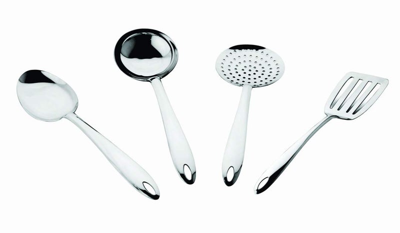 FNS Montavo by FnS Premium Stainless Steel 4 Pcs Kitchen Utensil Tool Set Include Serving Spoon, Gravy Ladle, Skimmer, Slotted Turner (Medium Size) for Dining Table and Kitchen - Image 4