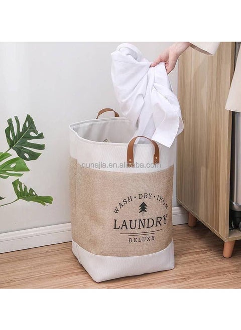 Laundry basket in its new look, linen bag basket with a very high quality leather handle, fully lined from the inside, very nice for washing and organizing the closet, as well as children’s toys, imported colors