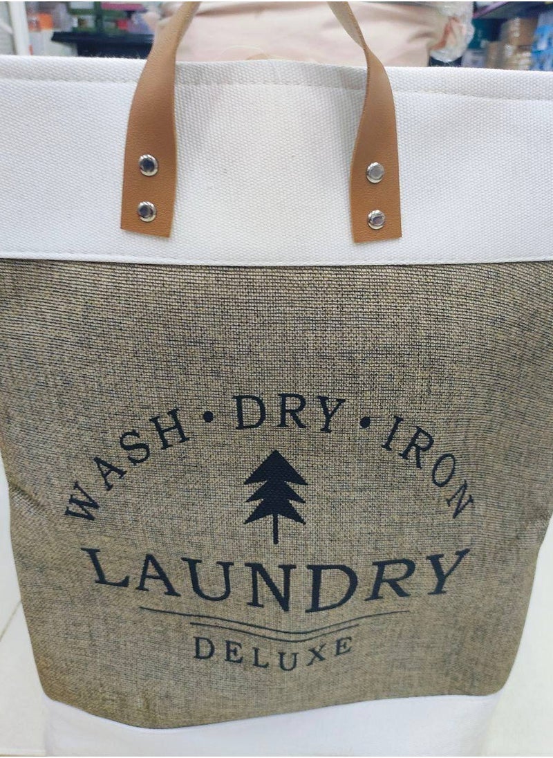 Generic - Laundry basket in its new look, linen bag basket with a very high quality leather handle, fully lined from the inside, very nice for washing and organizing the closet, as well as children’s toys, imported colors - Image 1