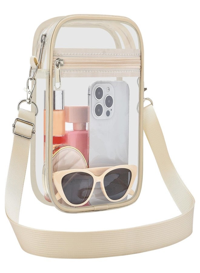 USPECLARE Clear Purse Stadium Clear Messenger Bag Stadium Approved for Men and Women Clear CrossBody Bag（Creamy Small - Image 1