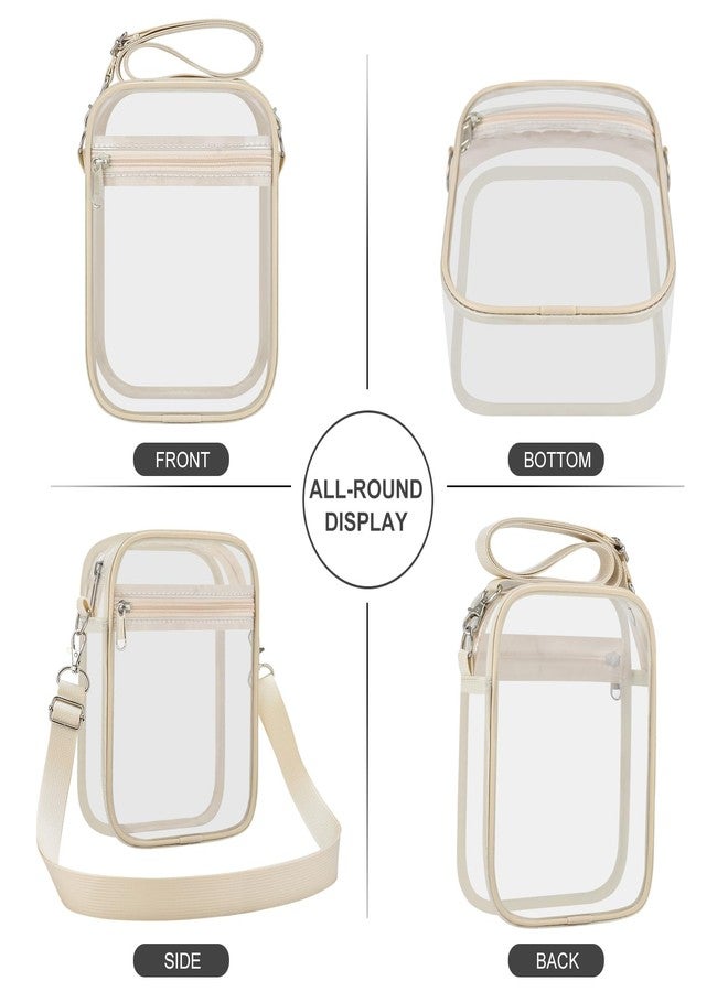 USPECLARE Clear Purse Stadium Clear Messenger Bag Stadium Approved for Men and Women Clear CrossBody Bag（Creamy Small - Image 2