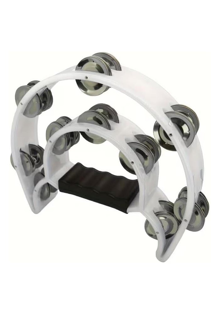 MegArya Double Row Metal Jingles Tambourine - Portable Percussion Instrument with Comfortable Handle - Image 1