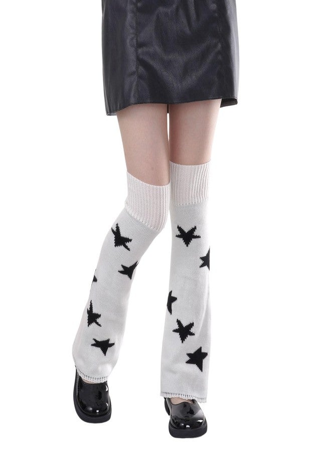 Marrywindix Y2K Leg Warmers Kawaii Knit Leg Socks Fashion Two Side Wear Leg Cover for Women Punk Girls Winter Accessories (white, One Size) - Image 1