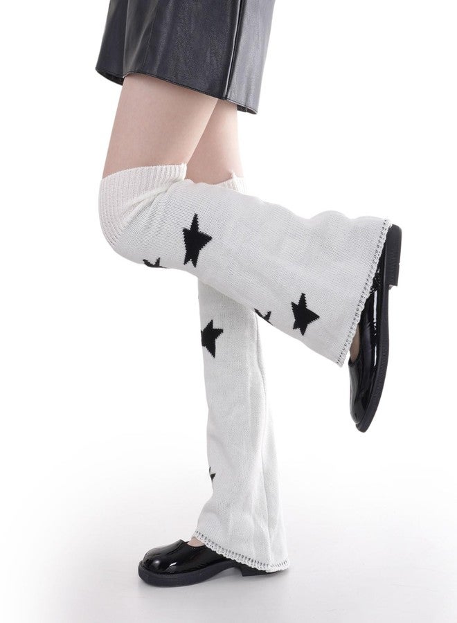 Marrywindix Y2K Leg Warmers Kawaii Knit Leg Socks Fashion Two Side Wear Leg Cover for Women Punk Girls Winter Accessories (white, One Size) - Image 4
