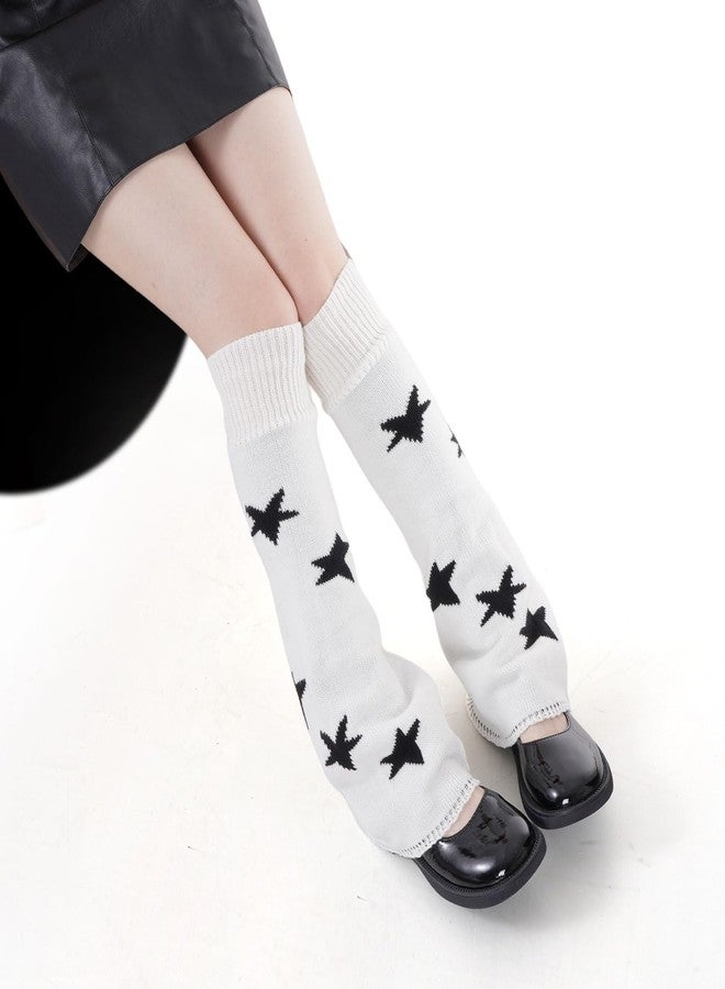 Marrywindix Y2K Leg Warmers Kawaii Knit Leg Socks Fashion Two Side Wear Leg Cover for Women Punk Girls Winter Accessories (white, One Size) - Image 3