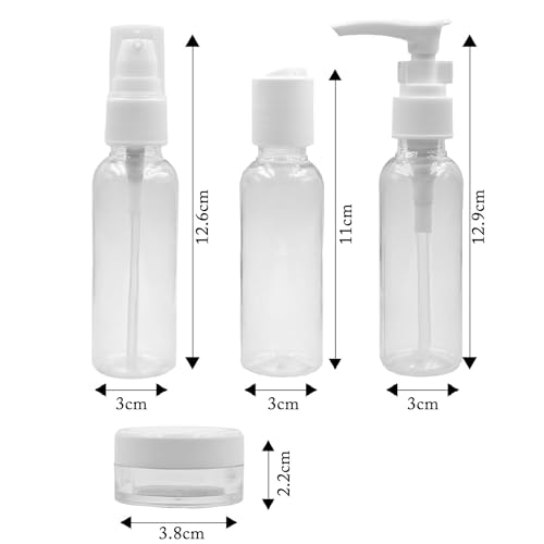 Hian 50ml Transparent Travel Bottles Kit Leak Proof Refillable Plastic Containers for Shampoo Lotion Cream Soap Portable Toiletry Set for Flight Gym Travel BPA Free, Pack of 8 - Image 2