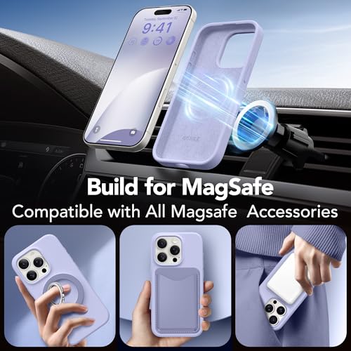GONEZ Magnetic for iPhone 16 Pro Max Case, [Compatible with MagSafe] Anti-Scratch Microfiber Lining & Screen Protector, Silicone Camera Control, Shockproof Slim Phone Cover 6.9 inch, Lilac - Image 3