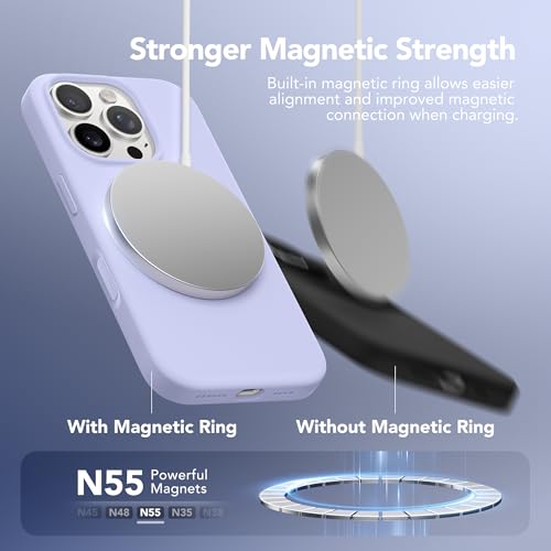 GONEZ Magnetic for iPhone 16 Pro Max Case, [Compatible with MagSafe] Anti-Scratch Microfiber Lining & Screen Protector, Silicone Camera Control, Shockproof Slim Phone Cover 6.9 inch, Lilac - Image 2