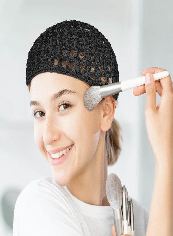 WY LIGHTING LEVEL 3 قطع من قبعات النوم المصنوعة من قماش الرايون الناعم والمحبوكة بالكروشيه - أغطية شعر شبكية مرنة للنساء والرجال، بما في ذلك الشعر الكثيف والطويل والقصير والمجعد - Image 4