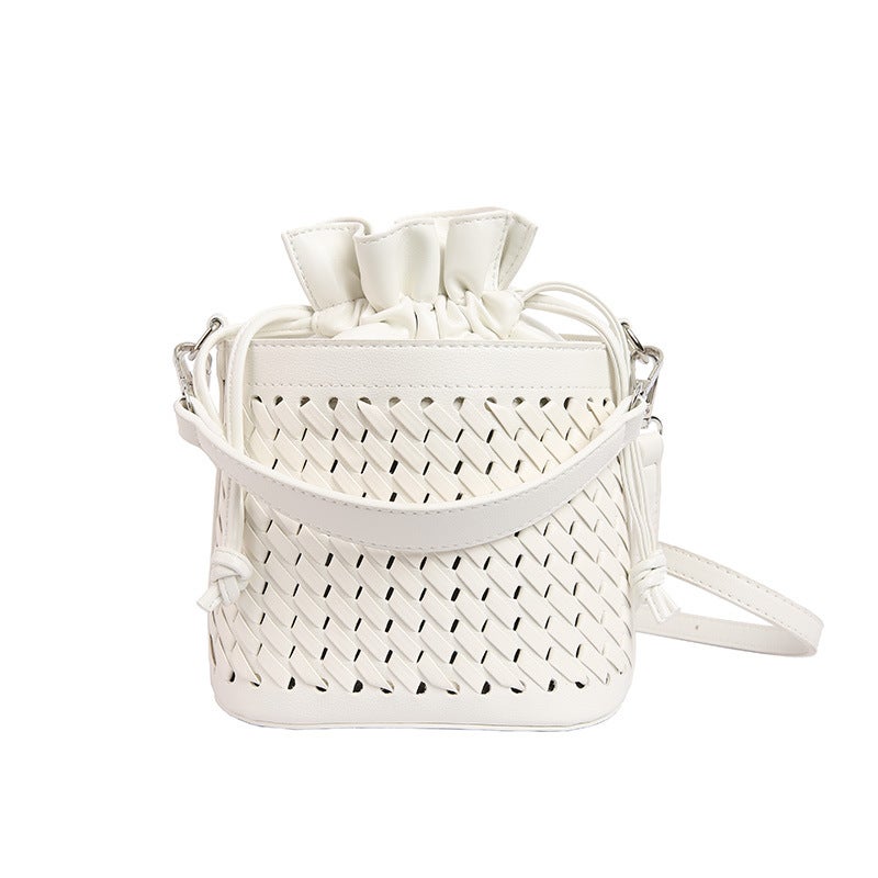 High-Grade Bag For Women Textured Woven Hand Bucket Bag Elegant All-Match Shoulder Messenger Bag - Image 1