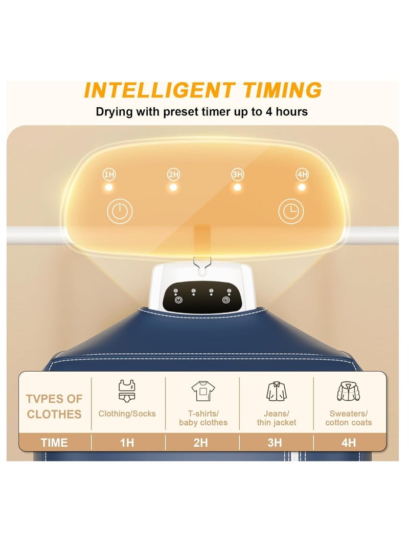 والالا مجفف ملابس كهربائي محمول، آلة تجفيف متعددة الوظائف، تجفيف سريع قابل للفصل، مجفف ملابس للسفر، منشر ملابس مدفأ، تدفئة ملابس خزانة الملابس مع مؤقت، غطاء من القماش - Image 2