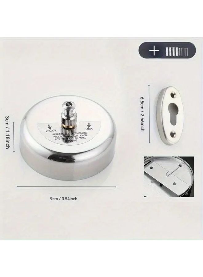 Adjustable 304 Stainless Steel Telescopic Clothesline Silvery Wall Mounted Indoor Outdoor - Image 4