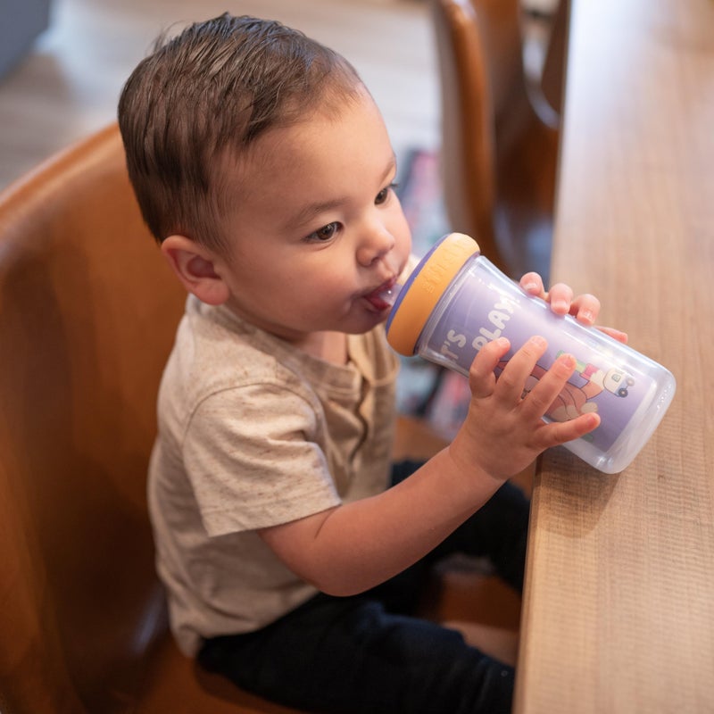 The First Years Bluey Insulated Straw Cup - Bluey Sippy Cups with Straw - Kids Water Bottles - 9 Oz - 2 Count - Ages 9 Months and Up - Image 3