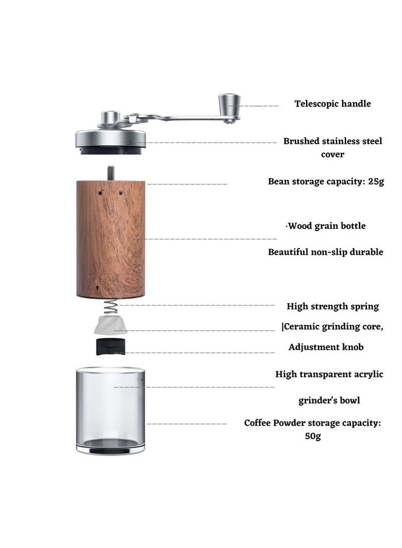TIMEMORE Stainless Steel Manually coffee grinder - Wood Grain Design - Image 3