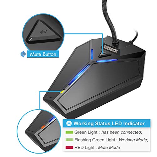 CMTECK USB Computer Microphone, Plug &Play Desktop Omnidirectional Condenser PC Laptop Mic, Mute Button with LED Indicator, Compatible with Windows/Mac, Ideal for YouTube, Skype, Recording, Games(1.8m /6ft) - Image 3