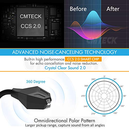CMTECK USB Computer Microphone, Plug &Play Desktop Omnidirectional Condenser PC Laptop Mic, Mute Button with LED Indicator, Compatible with Windows/Mac, Ideal for YouTube, Skype, Recording, Games(1.8m /6ft) - Image 5