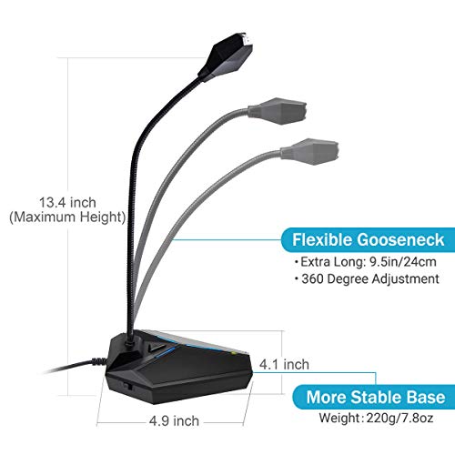 CMTECK USB Computer Microphone, Plug &Play Desktop Omnidirectional Condenser PC Laptop Mic, Mute Button with LED Indicator, Compatible with Windows/Mac, Ideal for YouTube, Skype, Recording, Games(1.8m /6ft) - Image 2