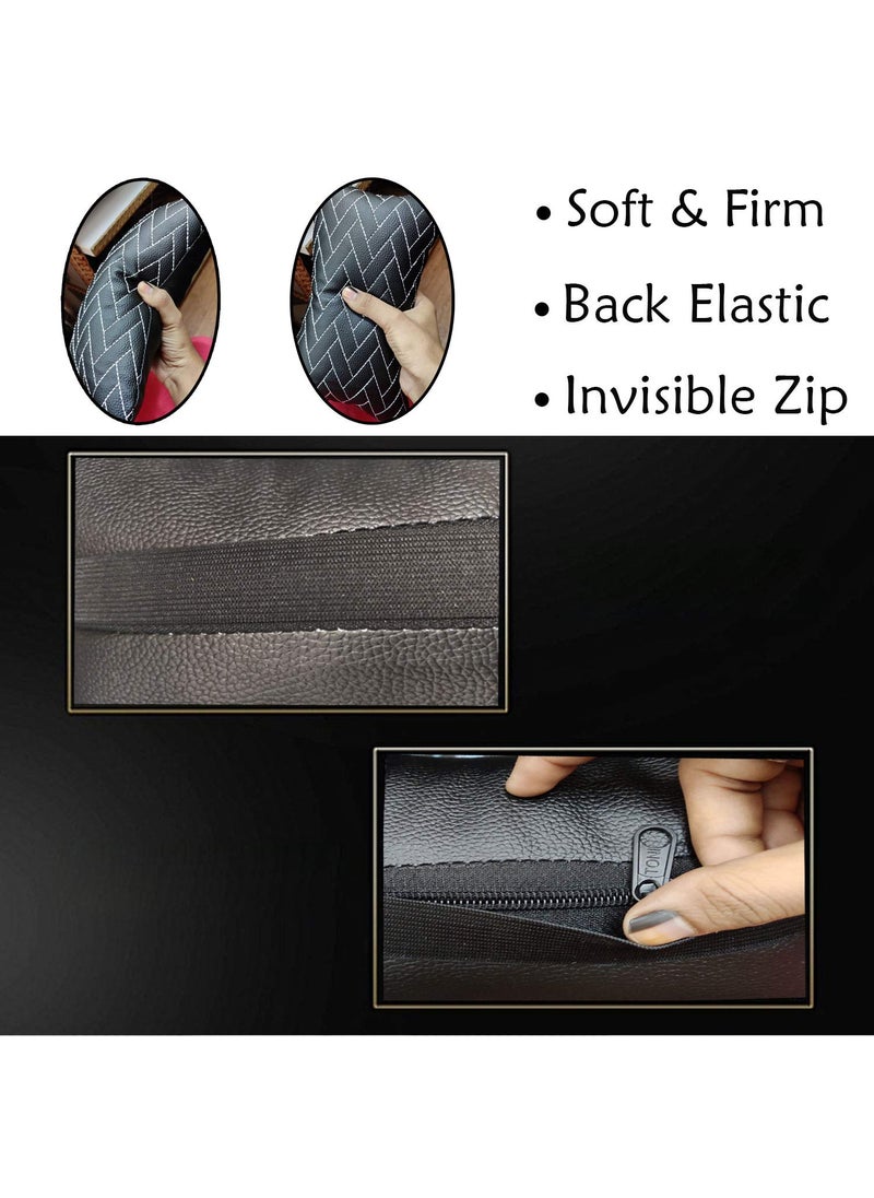 Adroitz Adroitz Black Car Cushion in ZigZag Design Material Leatherette_513  - Image 3