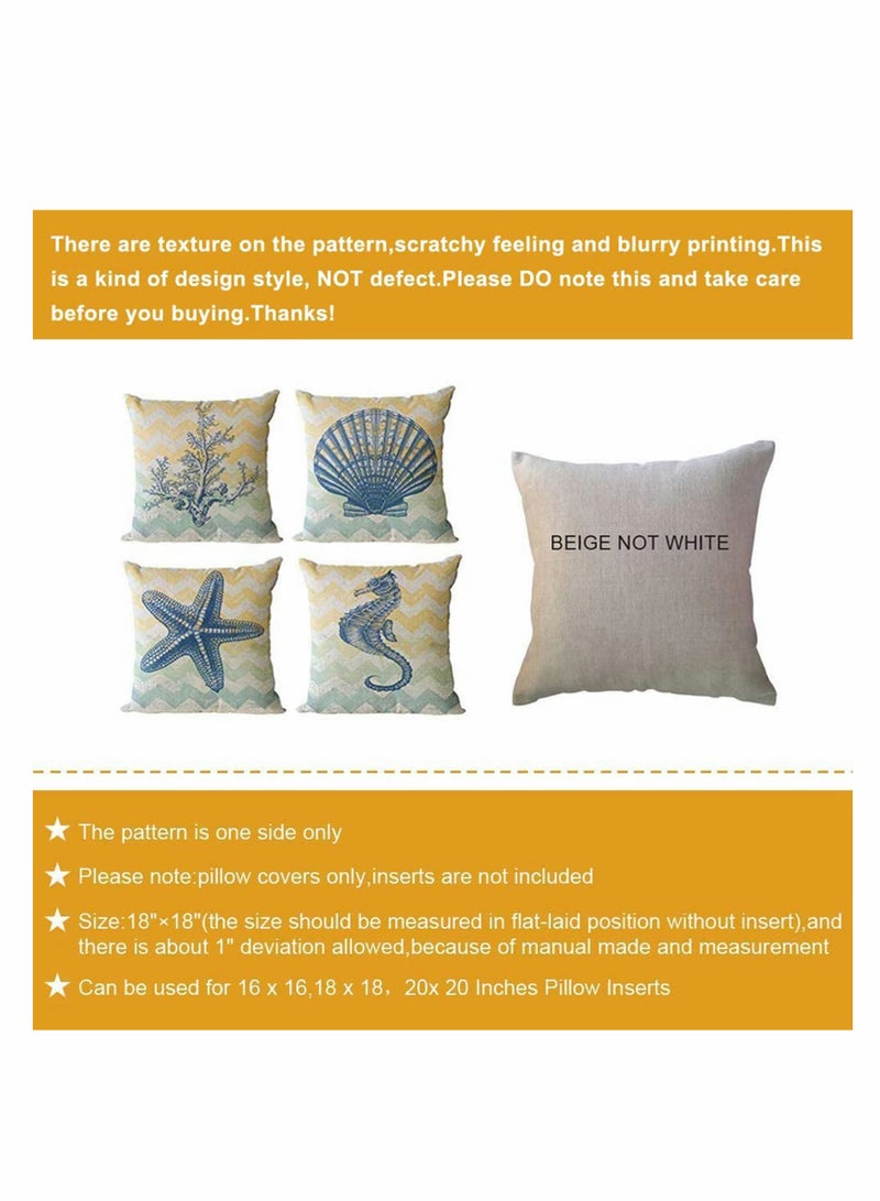 SYOSI Decorative Throw Pillow Covers Pack of 4, Waterproof Cushion Covers, Perfect to Outdoor Patio Garden Living Room Sofa Farmhouse Decor (18x18 Inches) (Starfish Seahorse) - Image 5
