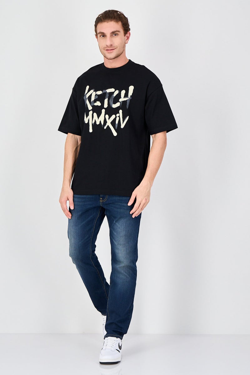 Ketch Men Crew Neck Short Sleeve Brand Logo T-Shirt, Black - Image 4