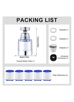 GMORO Sink Filter Faucet, Universal 360 Degree Swivel Bathroom Sink Filter with 6 Cartridges, Kitchen Faucet Water Filter  - Image 4
