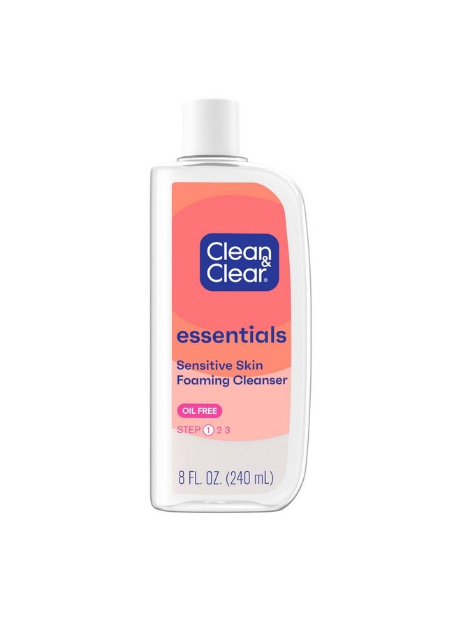 CLEAN & CLEAR Clean & Clear Essentials Foaming Facial Cleanser, Oil-Free Daily Face Wash with Glycerin to Remove Acne Breakout-Causing Dirt, Oil & Makeup Without Over-Drying, 8 Fl Oz (Packaging may vary)  - Image 1