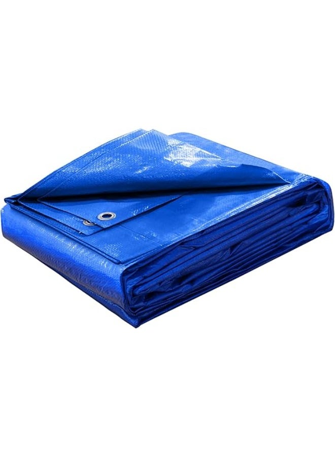 غطاء قماش ستاربينغ المقاوم للماء، 100 جم/م²، غطاء قماش بوليستر شديد التحمل مناسب للحواف المقواة للأسقف والتخييم والفناءات وحمامات السباحة والقوارب (أزرق، 3 م × 6 م) - Image 1