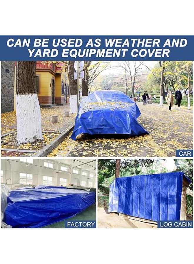 غطاء قماش ستاربينغ المقاوم للماء، 100 جم/م²، غطاء قماش بوليستر شديد التحمل مناسب للحواف المقواة للأسقف والتخييم والفناءات وحمامات السباحة والقوارب (أزرق، 3 م × 6 م) - Image 2