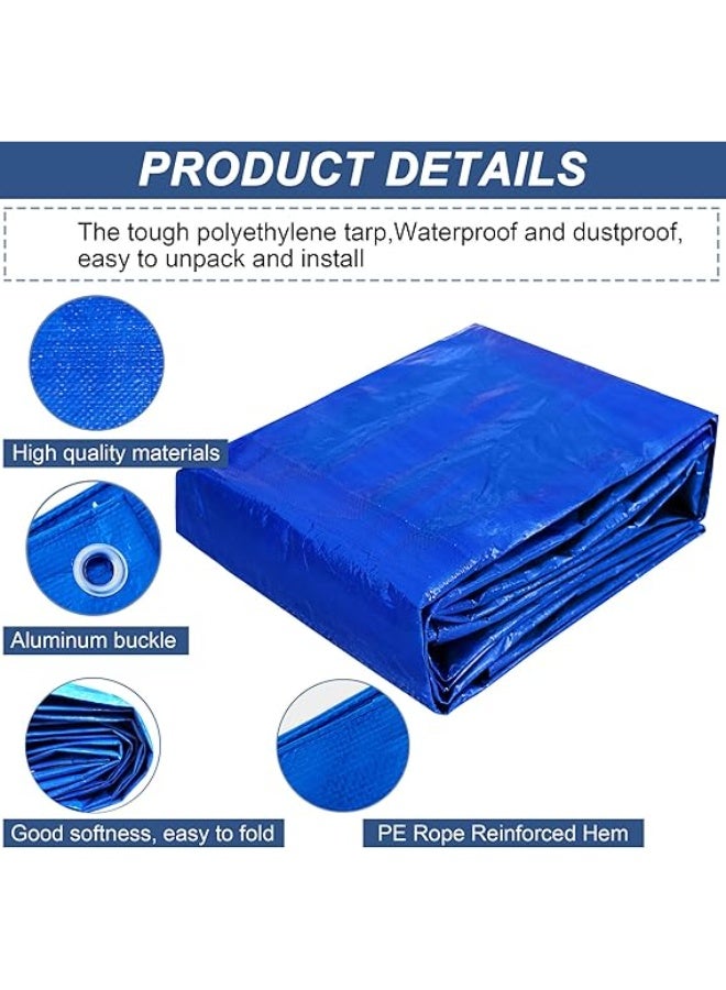 غطاء قماش ستاربينغ المقاوم للماء، 100 جم/م²، غطاء قماش بوليستر شديد التحمل مناسب للحواف المقواة للأسقف والتخييم والفناءات وحمامات السباحة والقوارب (أزرق، 3 م × 6 م) - Image 3