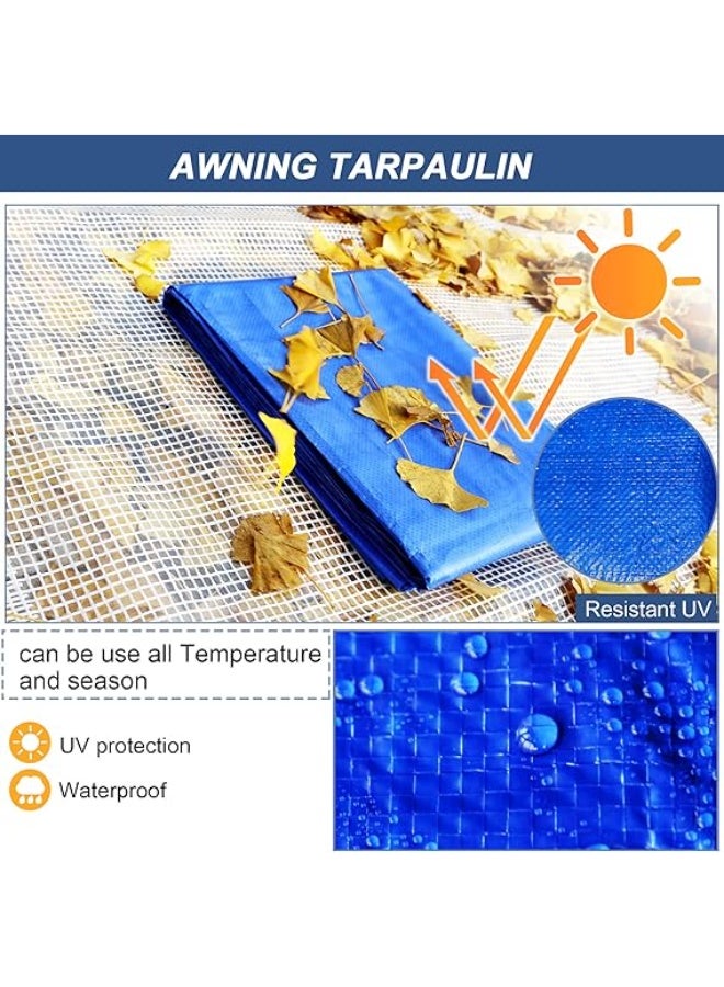 غطاء قماش ستاربينغ المقاوم للماء، 100 جم/م²، غطاء قماش بوليستر شديد التحمل مناسب للحواف المقواة للأسقف والتخييم والفناءات وحمامات السباحة والقوارب (أزرق، 3 م × 6 م) - Image 5