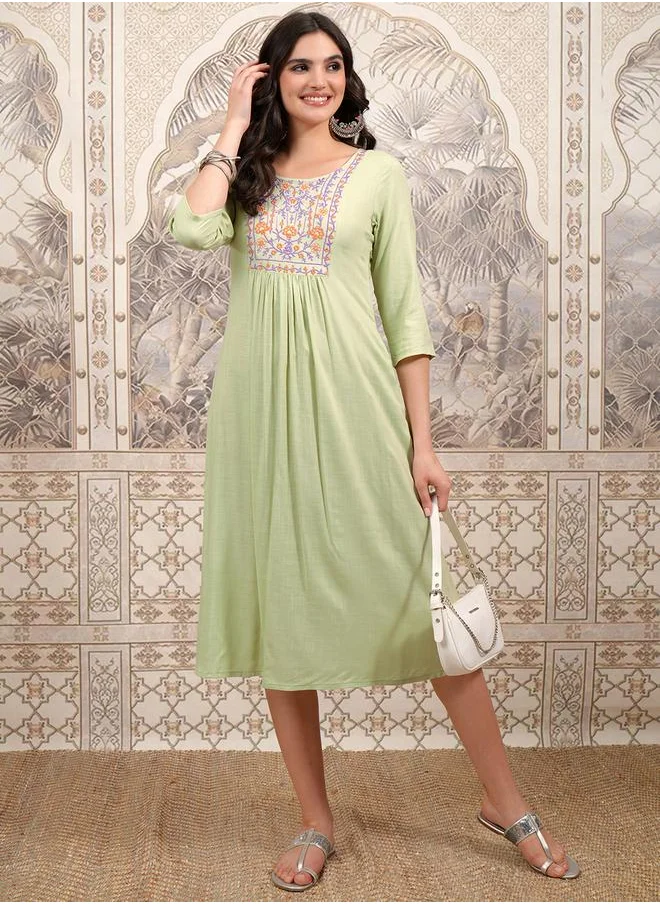 فيشود Embroidered Cotton Dress