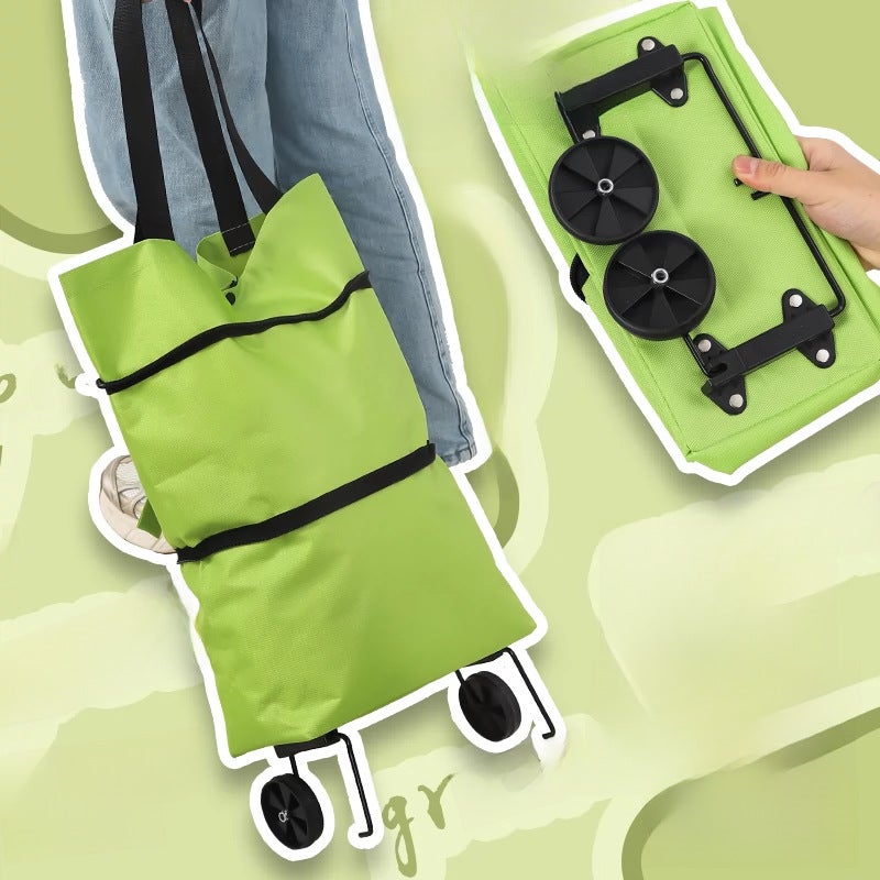 Portable Shopping Cart Folding Shopping Cart Lightweight Wheeled Home Delivery Cart Small Trailer(Tug Shopping Bag-Blue) - Image 1