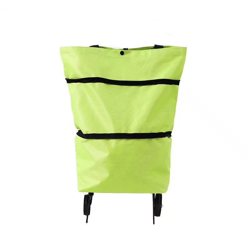 Portable Shopping Cart Folding Shopping Cart Lightweight Wheeled Home Delivery Cart Small Trailer(Tug Shopping Bag-Blue) - Image 5