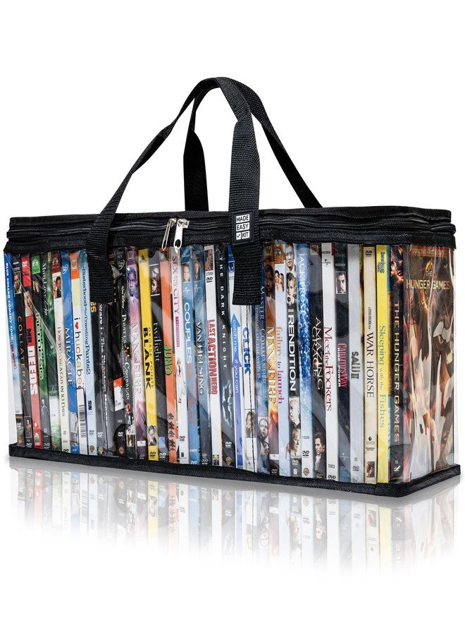 Made Easy Kit DVD Storage Bag - Clear PVC Organizer,Triple-Stitched Handles, Dividers - Stackable, Space-Saving, Fits 40 DVD Cases - Container for Movie Discs, Video Games, VHS Tapes (Black) - Image 1