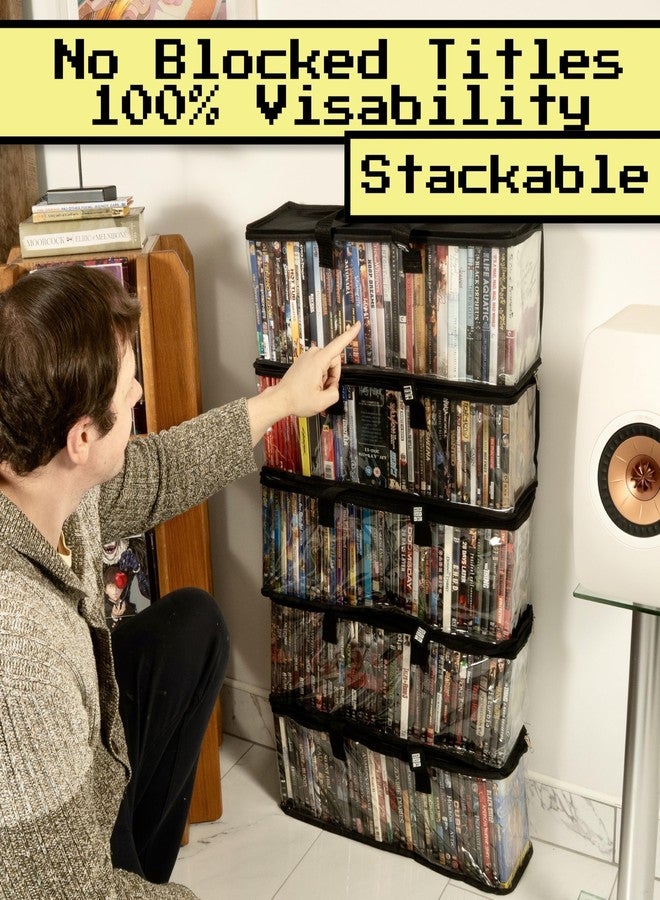 Made Easy Kit DVD Storage Bag - Clear PVC Organizer,Triple-Stitched Handles, Dividers - Stackable, Space-Saving, Fits 40 DVD Cases - Container for Movie Discs, Video Games, VHS Tapes (Black) - Image 2