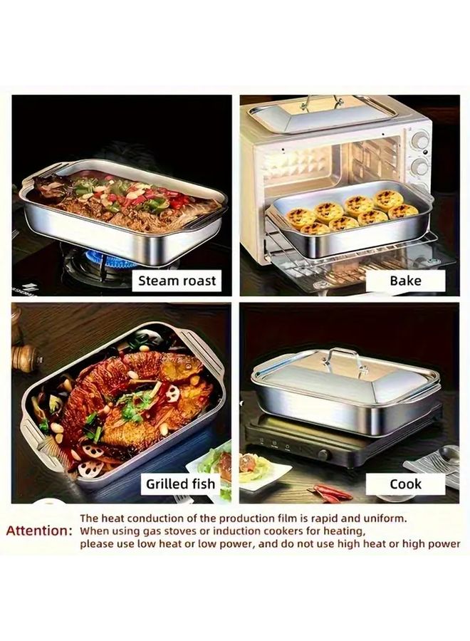 2 Pcs Stainless Steel Covered Baking Tray Set For Oven Stove Grill And Commercial Kitchen Use - Image 5