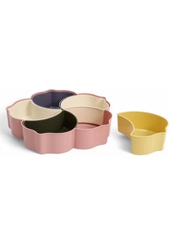 Plan A Flower Design Serving Plate, Divided 5 Compartments with Clear Lid with Gold Frame Perfect for Serving Desserts, Nuts, and Treats Add a Sophisticated Touch to Your Hospitality (Pink with Gold Frame)  - Image 4