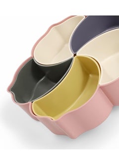 Plan A Flower Design Serving Plate, Divided 5 Compartments with Clear Lid with Gold Frame Perfect for Serving Desserts, Nuts, and Treats Add a Sophisticated Touch to Your Hospitality (Pink with Gold Frame)  - Image 5