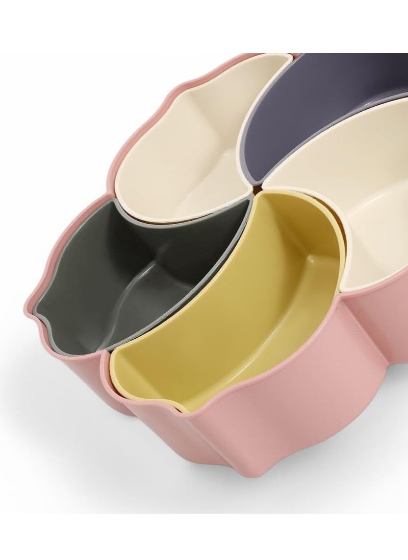 Plan A - Flower Design Serving Plate, Divided 5 Compartments with Clear Lid with Gold Frame Perfect for Serving Desserts, Nuts, and Treats Add a Sophisticated Touch to Your Hospitality (Pink with Gold Frame) - Image 1